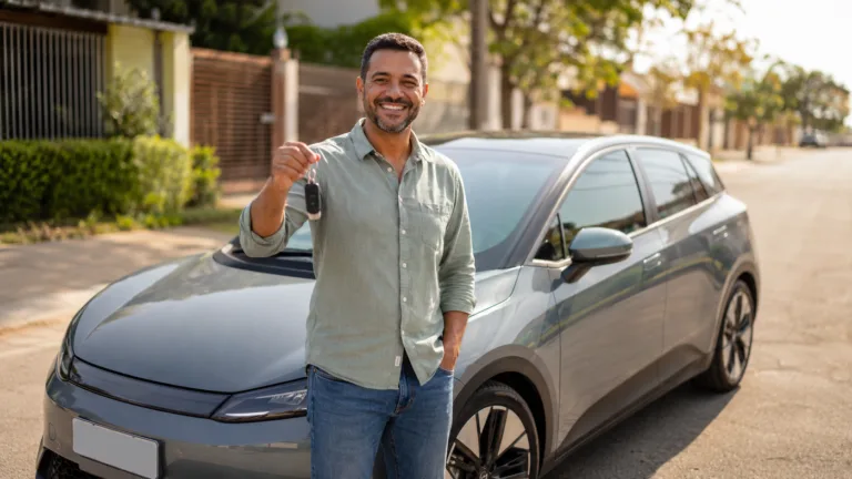 Financiamento de carro para motorista de aplicativo: motorista segurando as chaves de um carro novo