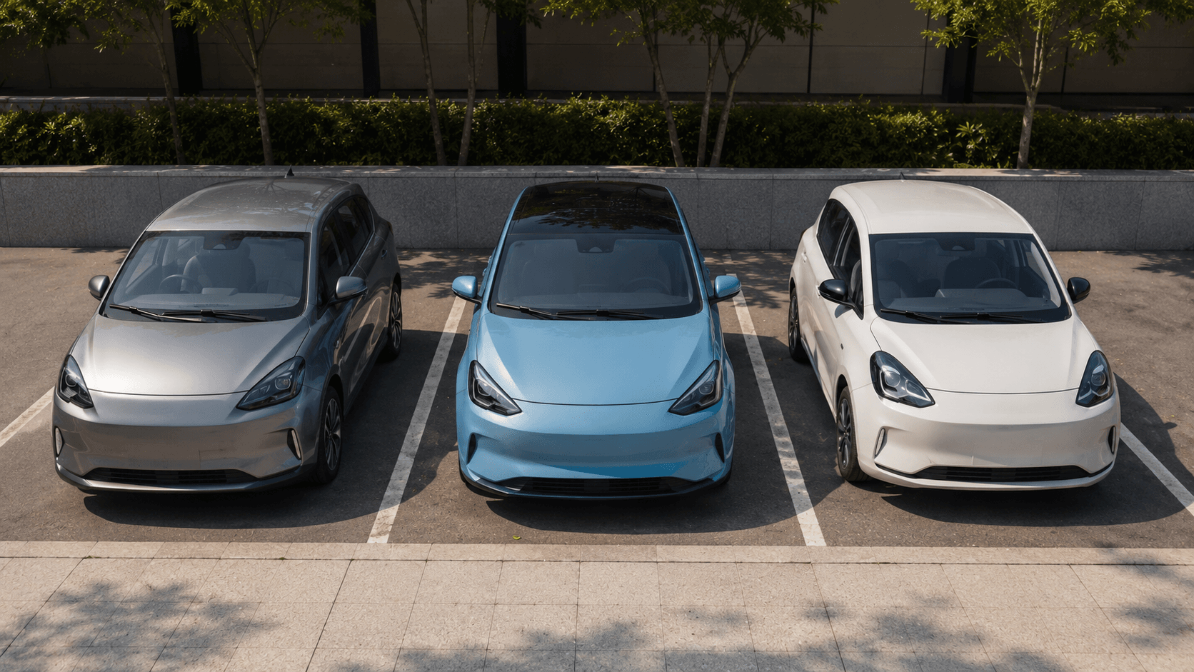 Melhores carros elétricos para motorista de app: opções compactas estacionadas lado a lado