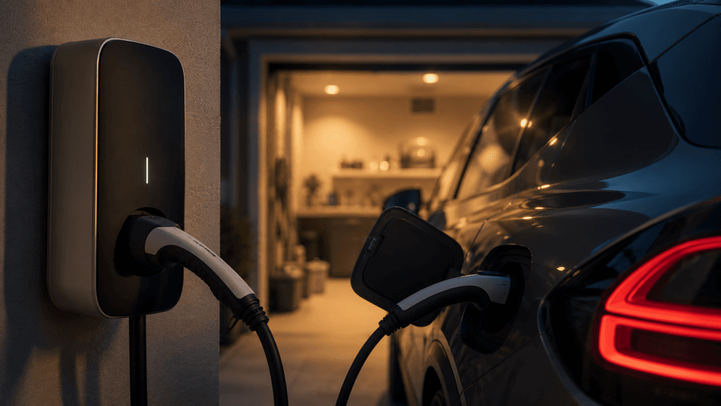 Melhores carros elétricos para motorista de app: recarga residencial durante a noite em wallbox
