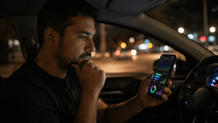 Uber Pro vale a pena? Motorista analisando seus ganhos no app antes de decidir sobre o programa.