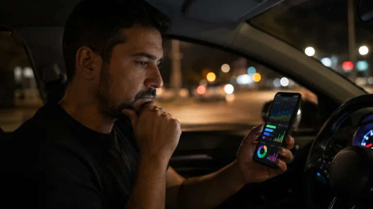 Uber Pro vale a pena? Motorista analisando seus ganhos no app antes de decidir sobre o programa.