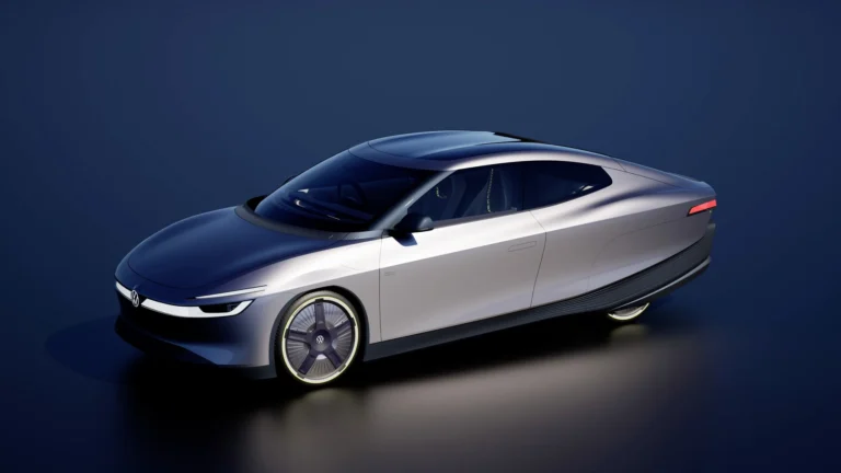 Carro elétrico da Volkswagen Mission Efficiency, vista lateral em estúdio