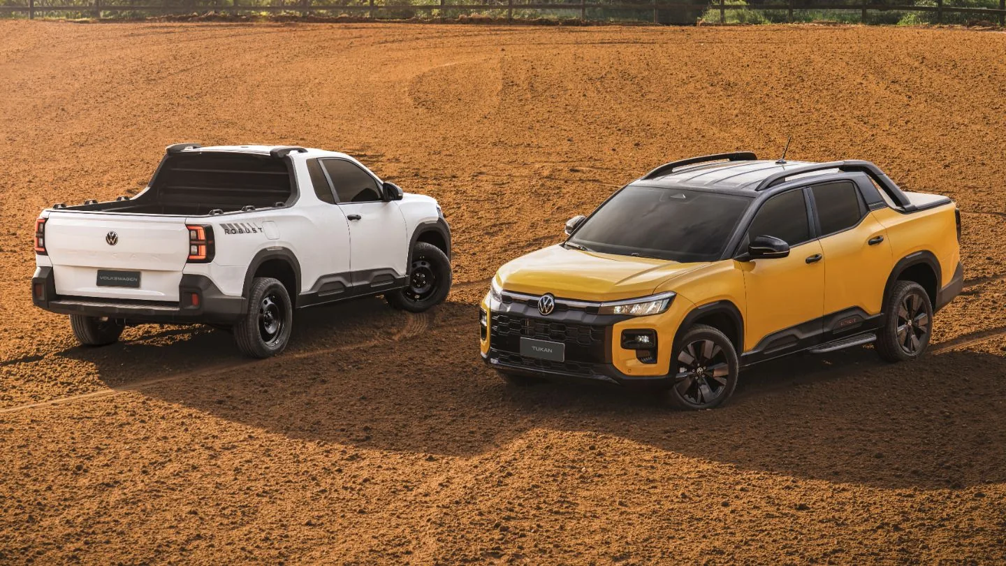 VW Tukan híbrida, versões Robust e Extreme lado a lado em Barretos